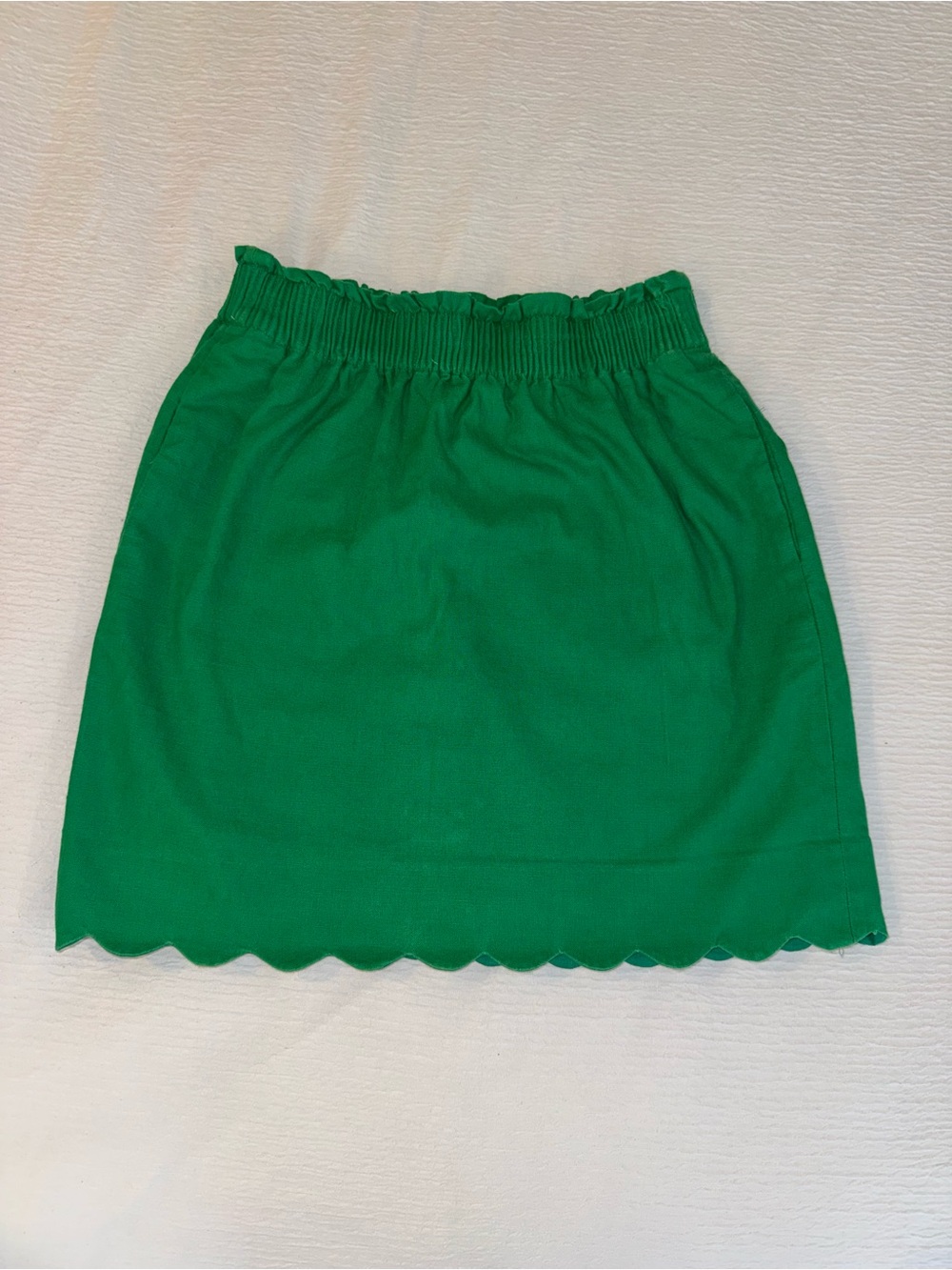 J. Crew Kelly Green Scalloped Mini Skirt w/ Pockets